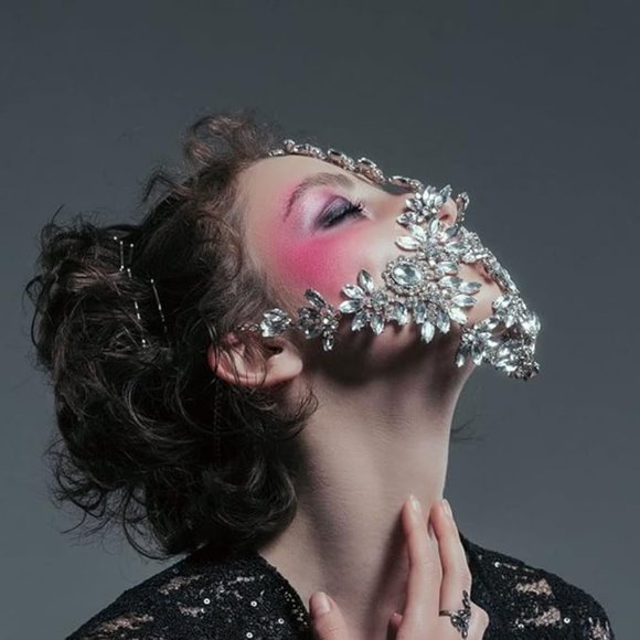 NWT Sparkling Swarovski Bling Crystal Rhinestone Mask Halloween Costume … - Picture 2 of 6